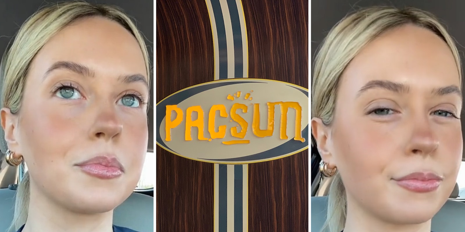 WOman looking annoyed(l+r), Pacsun(c)