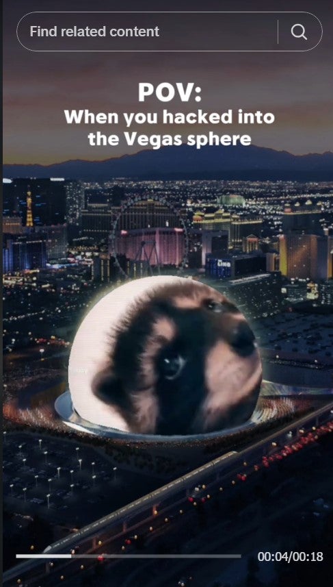 pedro raccoon photoshopped onto the las vegas sphere