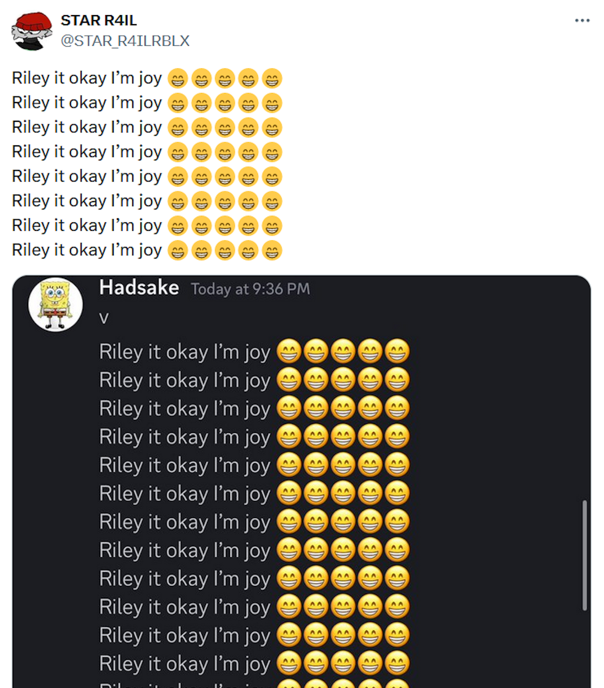 Why Are People Spamming 'Riley It Ok I'm Joy' On Comments?