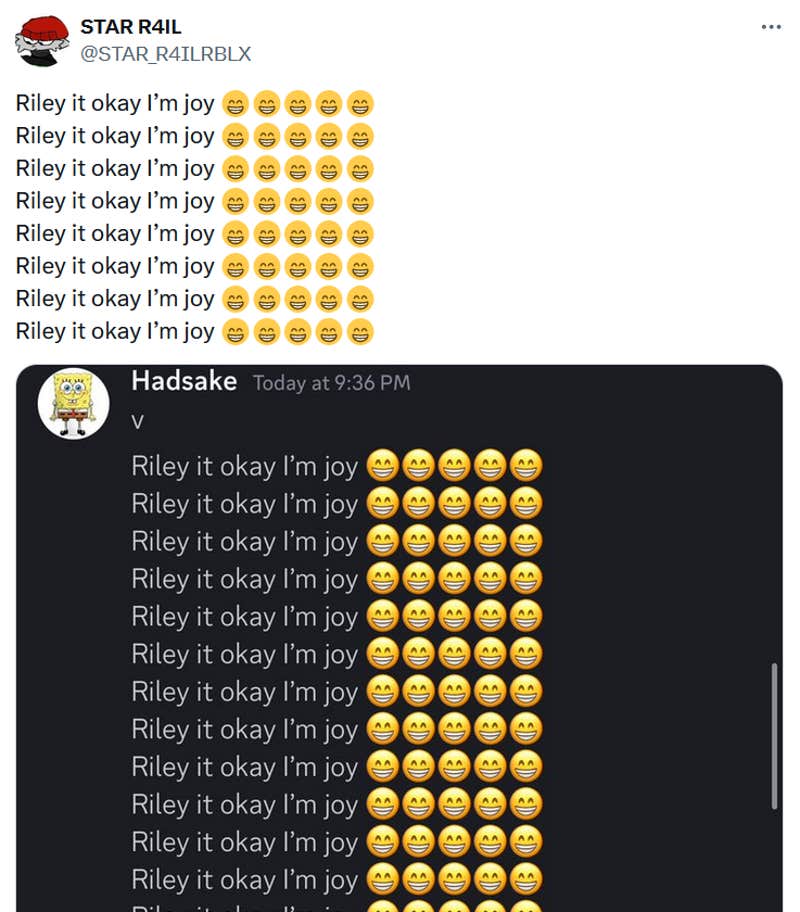 Why Are People Spamming 'Riley It Ok I'm Joy' On Comments?