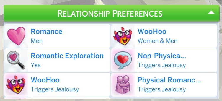 sims 4 new relationship preferences