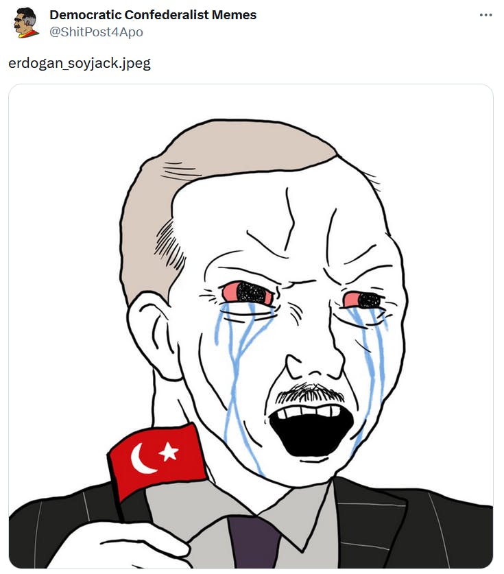 Crying Soyjak drawn as Recep Tayyip Erdoğan.