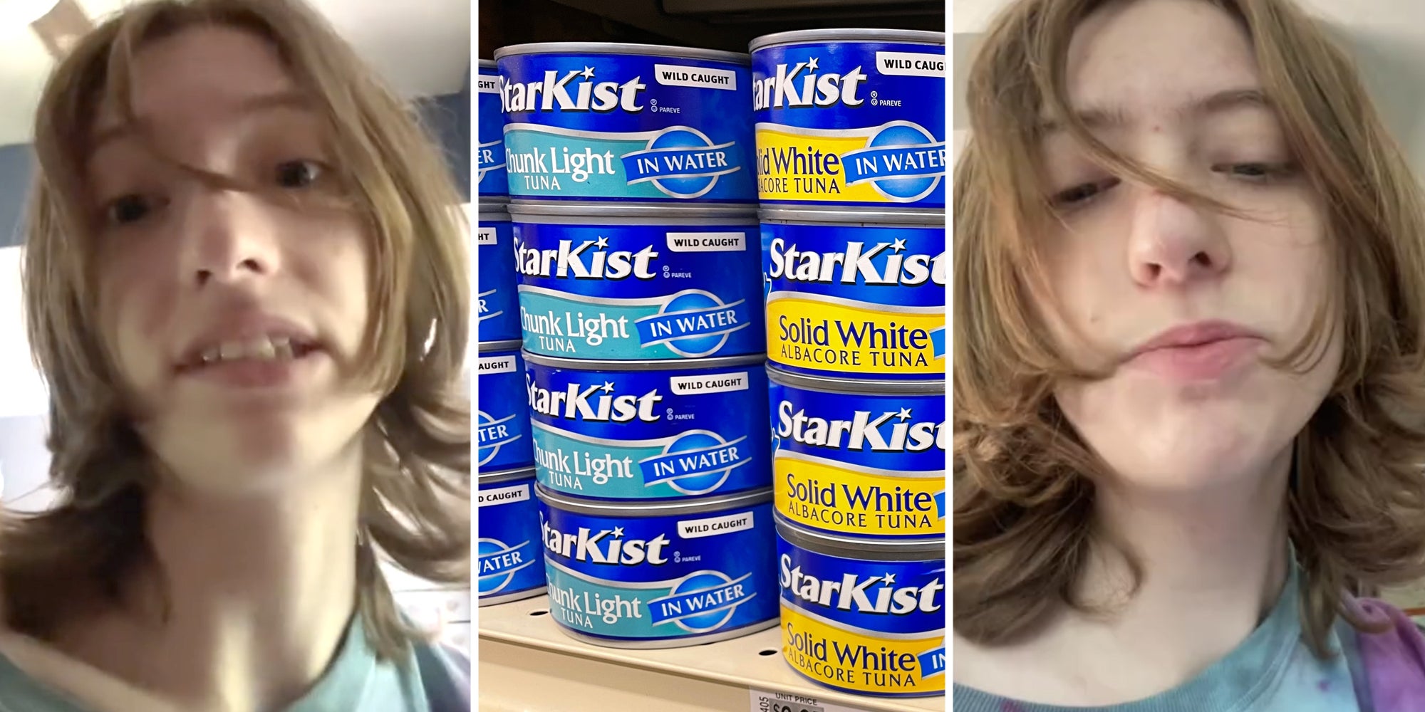 Person talking(l+r), Starkist(c)