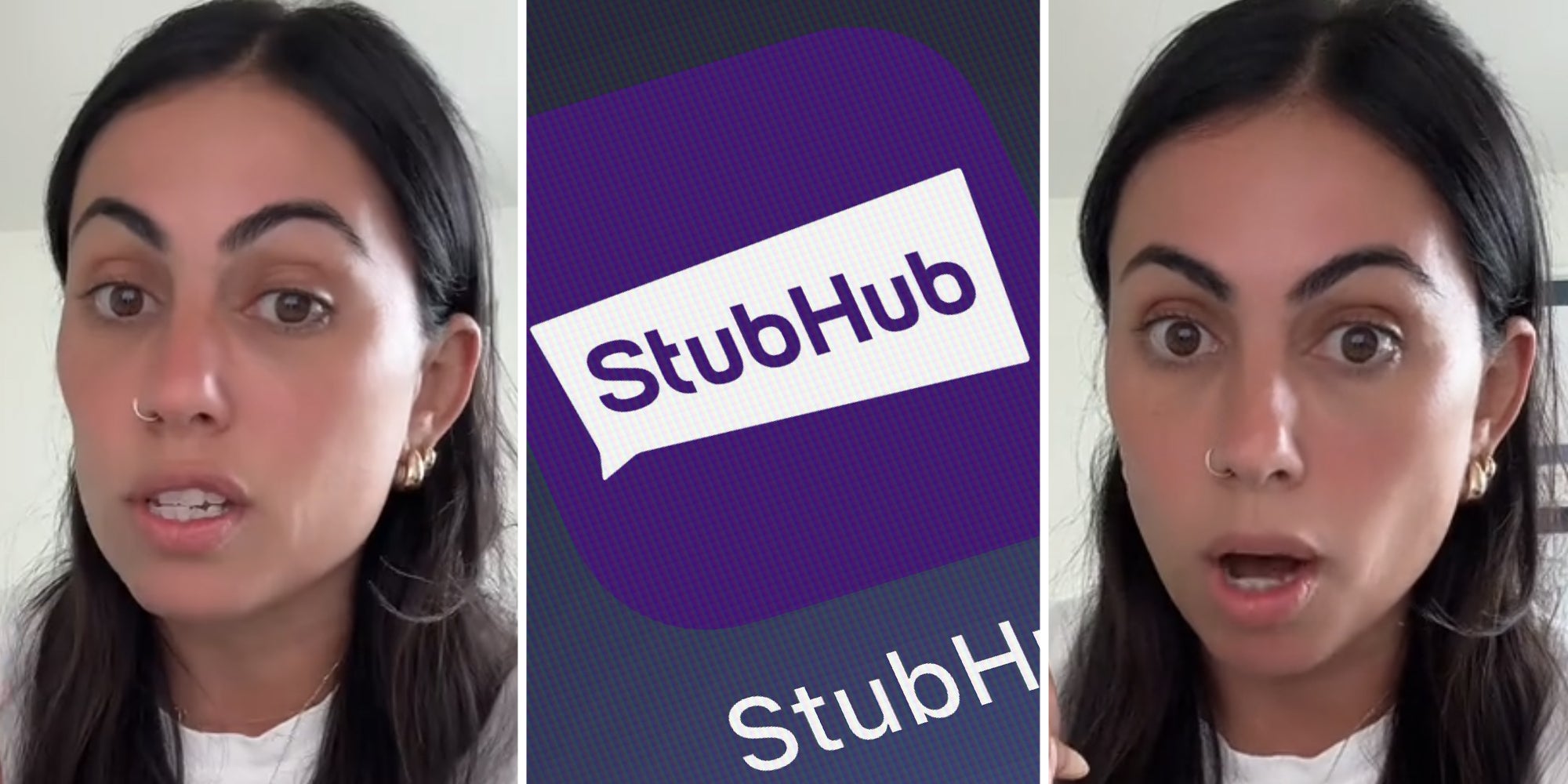 Woman talking(L+r), Stubhub(c)