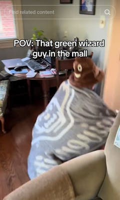 tiny green mall wizard meme