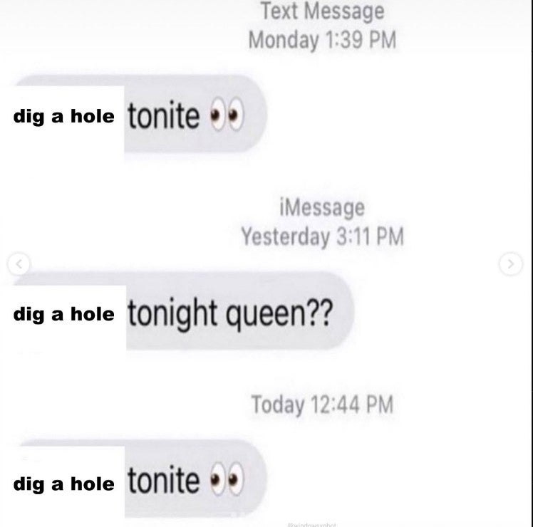 dig a hole tonight queen meme