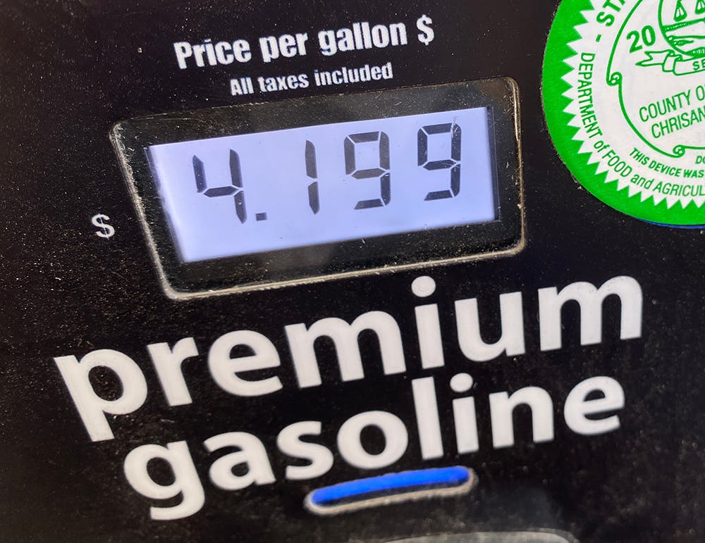 Sac, CA - July 12, 2021: Premium gasoline digital price display on black background of a pump.