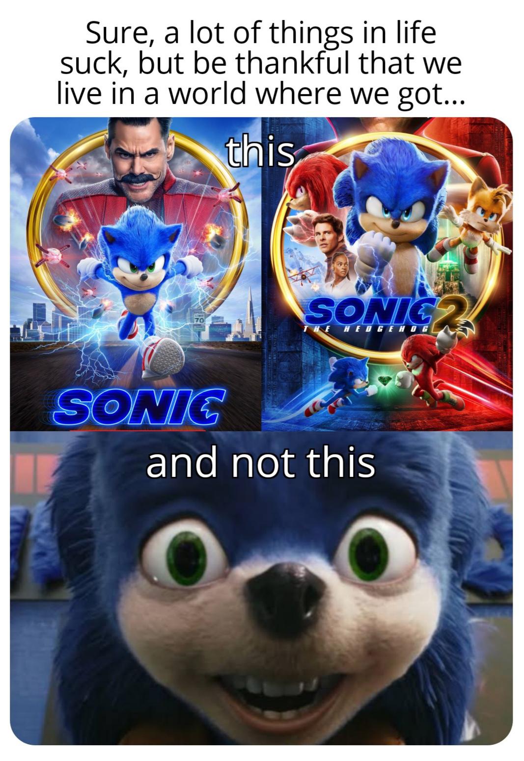 sonic movies meme with ugly sonic