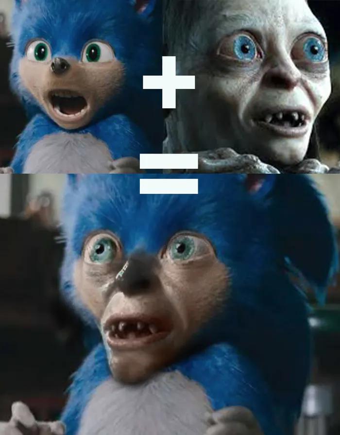 ugly sonic and gollum mashup