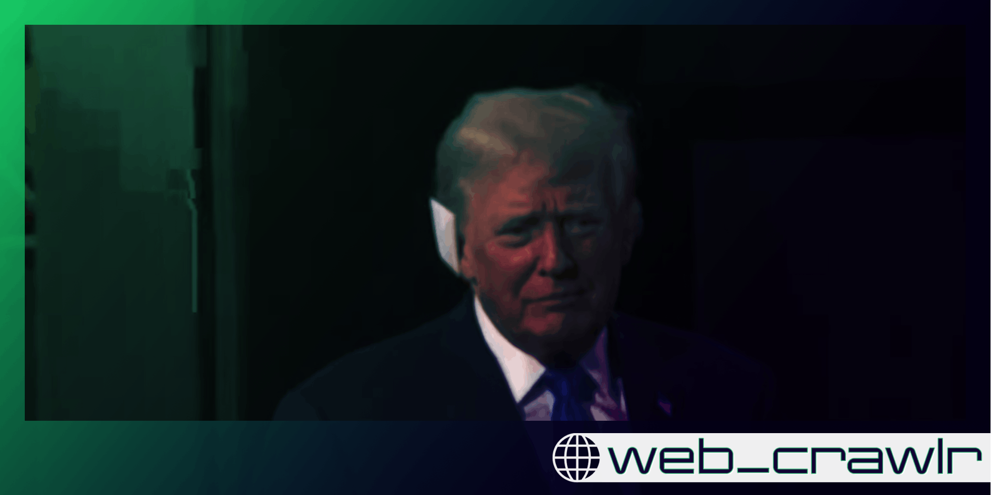 Donald Trump with a bandage over his ear. The Daily Dot newsletter web_crawlr logo is in the bottom right corner.