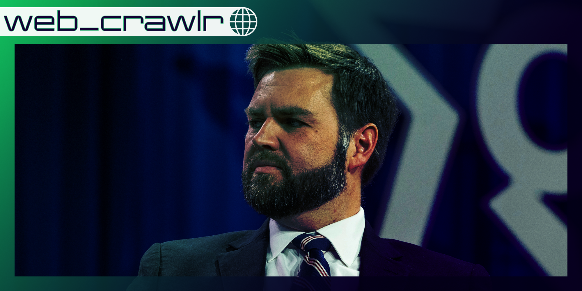 J.D. Vance looking to his left. The Daily Dot newsletter web_crawlr logo is in the top left corner.