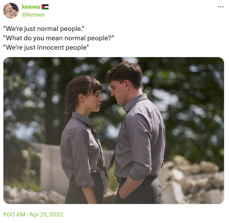 We're just normal men meme with two people in gray shirts facing each other.