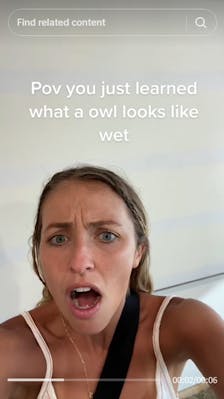 woman shocked to learn what wet owls look like