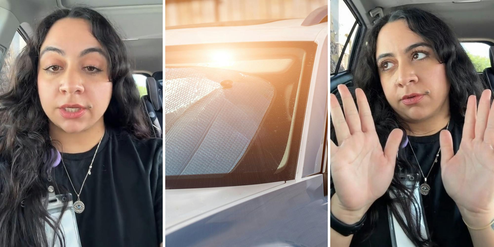 Woman explains if you using your windshield sun shade wrong