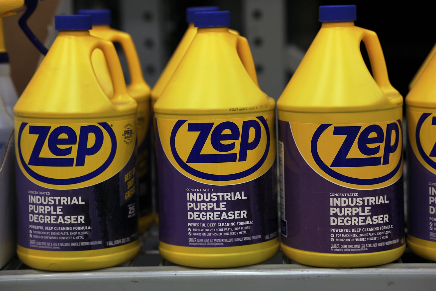 Zep brand industrial strength degreaser cleaner on display self at hardware store