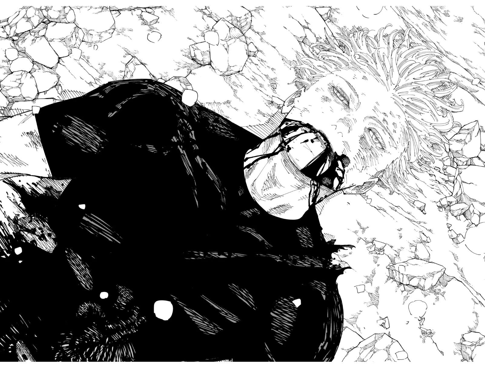 The first panel of jujutsu Kaisen Chapter 236 revealing Gojo's death.