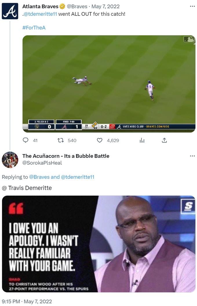 I wasn't familiar with your game Shaq meme in response to Atlanta Braves by SorokaPlsHeal