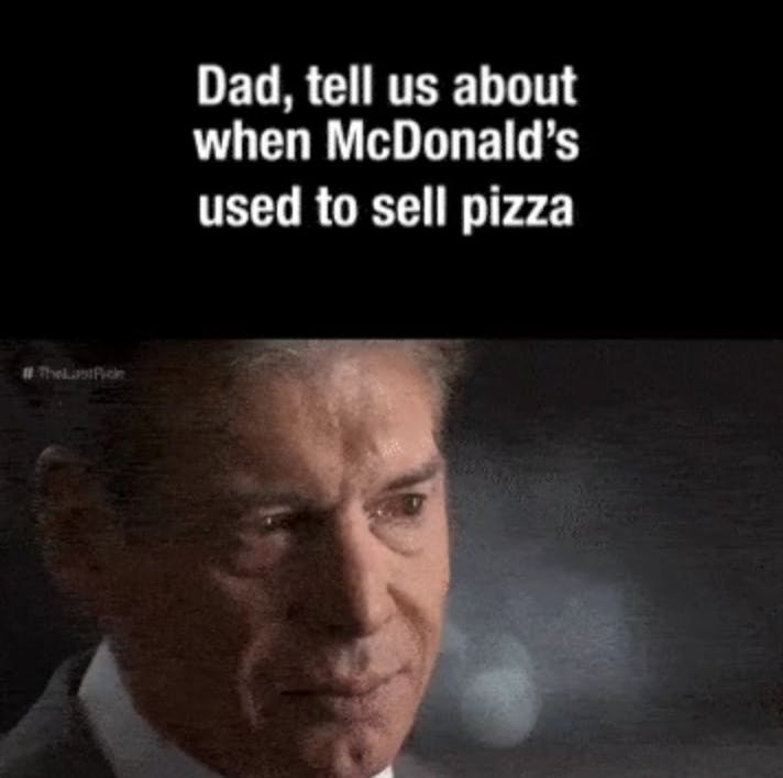 Vince McMahon crying meme about McDonald's pizza