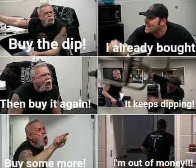 Buy the dip meme from twitter posted by @kishanmaladkar