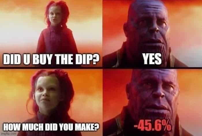 Buy the dip Thanos meme posted on Twitter by @itsmnisk