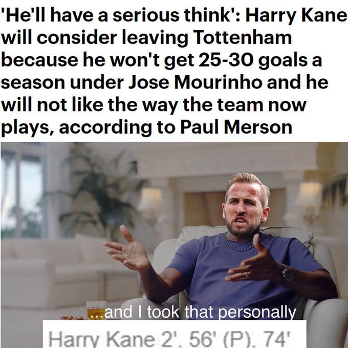 'And I took that personally' Harry Kane meme posted on Reddit by rottenblack134