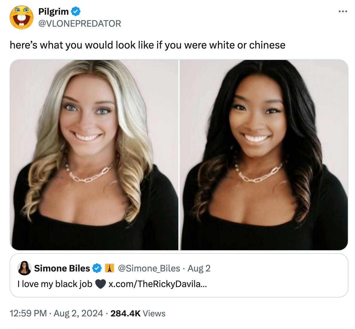 black or chinese post by @Vlonepredator of Simone Biles