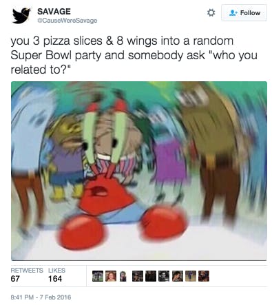 Confused Mr. Krabs super bowl party meme