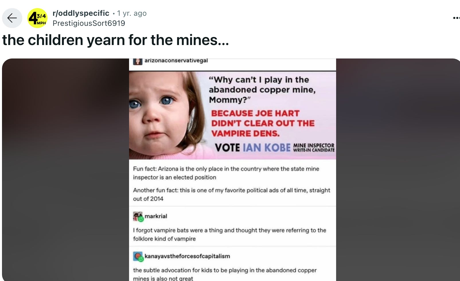 The children yearn for the mines meme as posted on Reddit by @PrestigiousSort6919