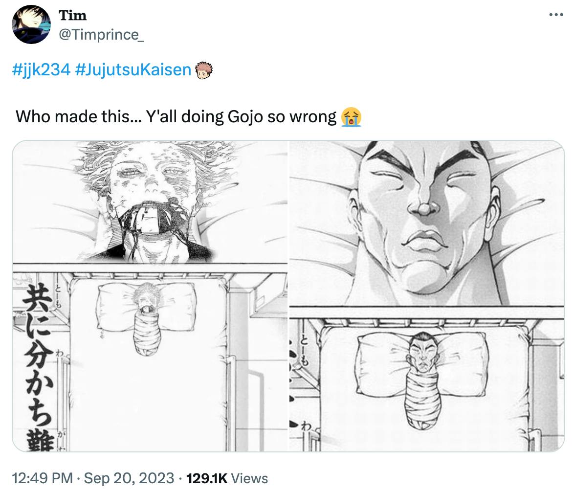 Did Gojo die meme posted on X by @Timprince_