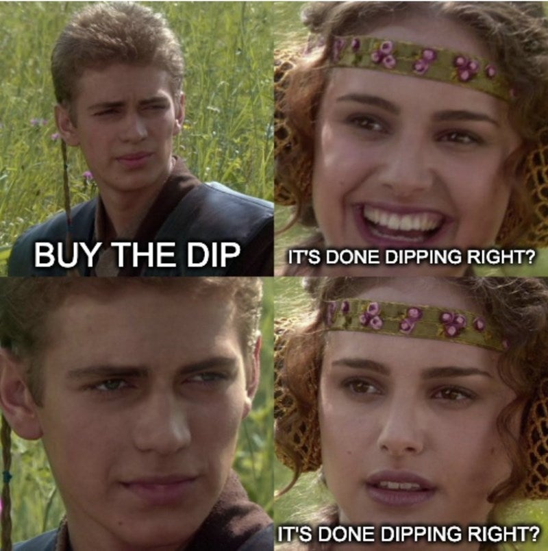 Buy the dip Star Wars Anakin meme posted on Twitter by CoinFlipATM