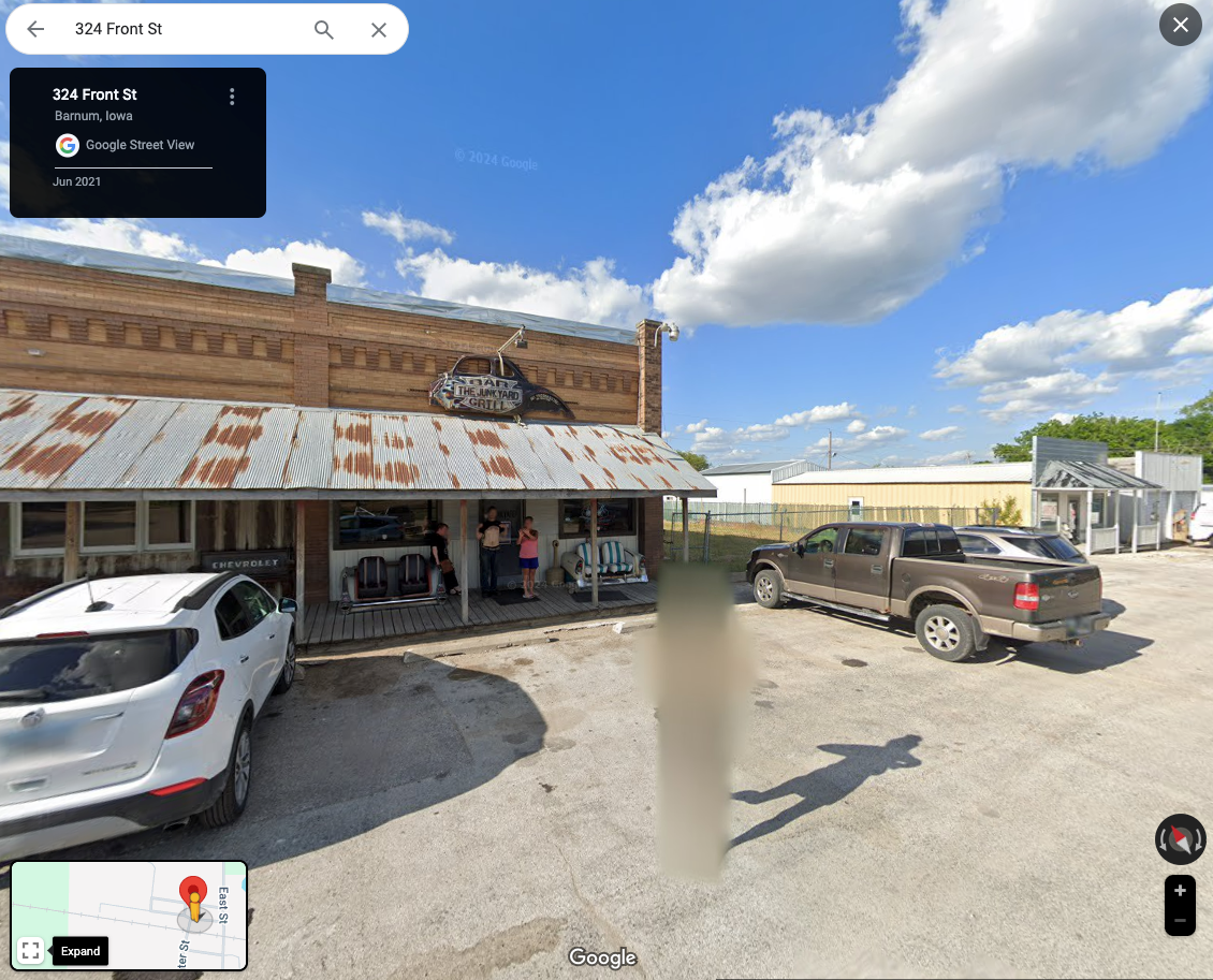 Google Maps screenshot of 324 Front St Barnum Iowa