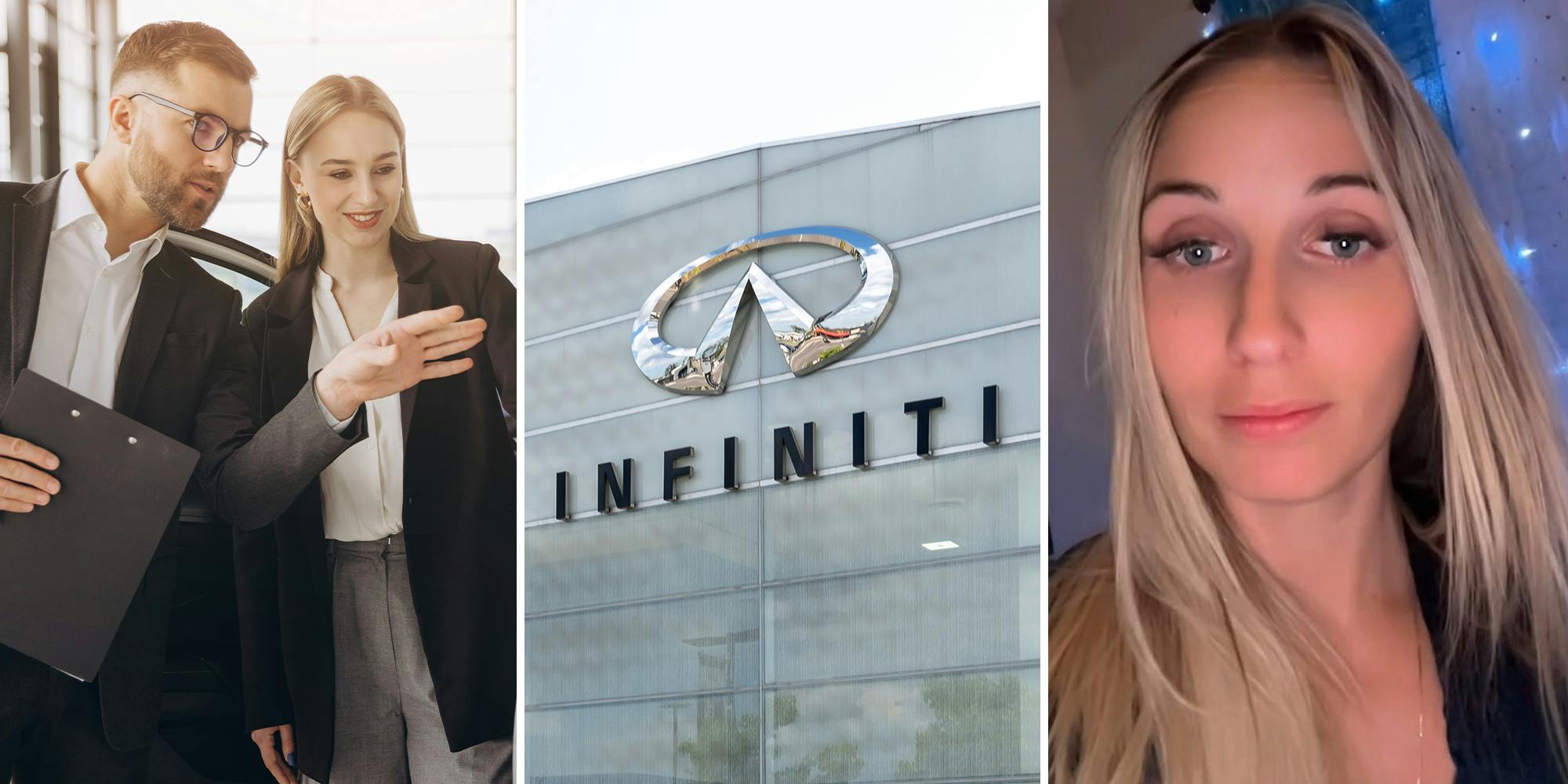 Woman catches car salesman trying to scam her at Infiniti dealership