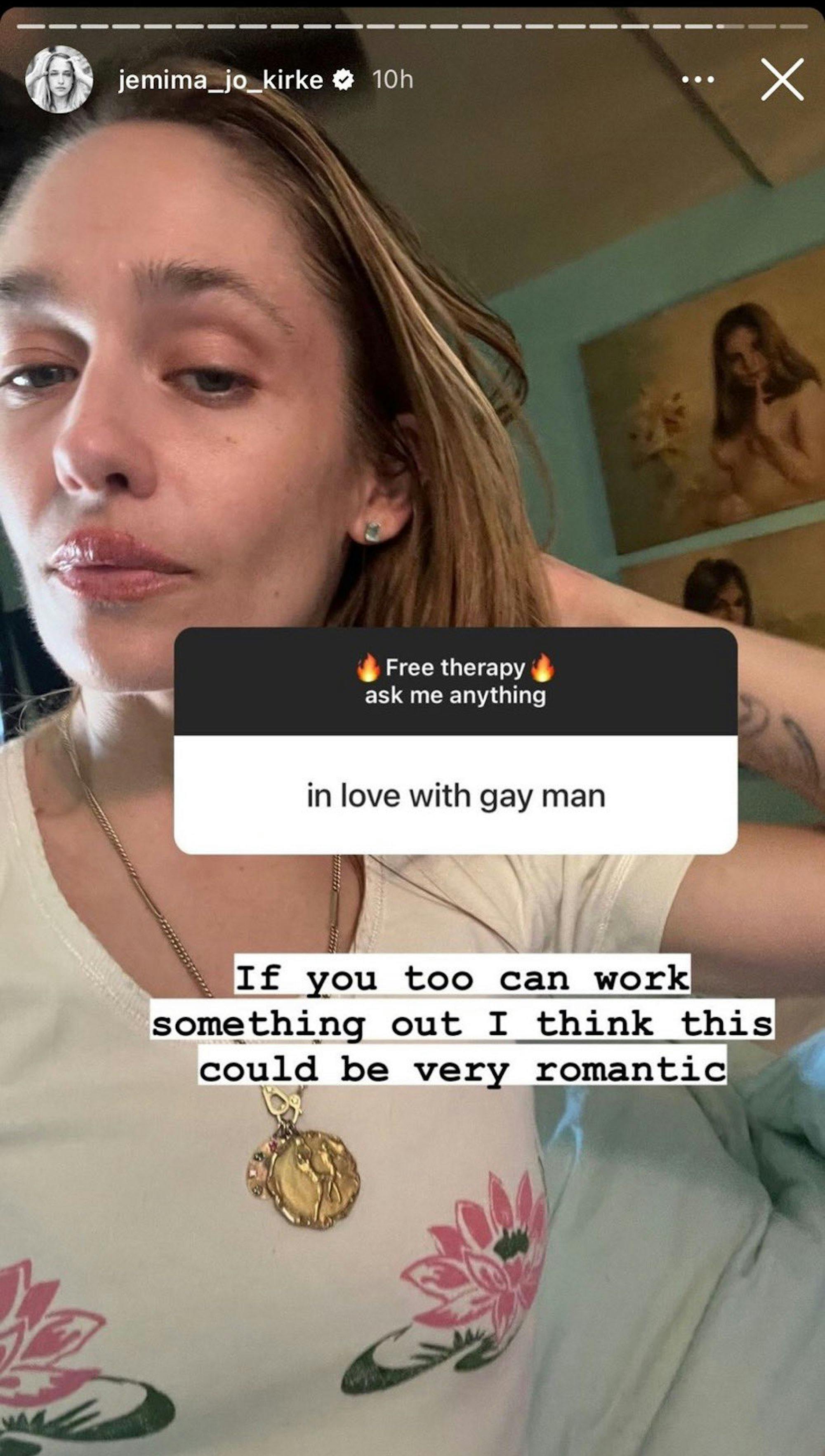 Jemima Kirke Q&A question about gay men