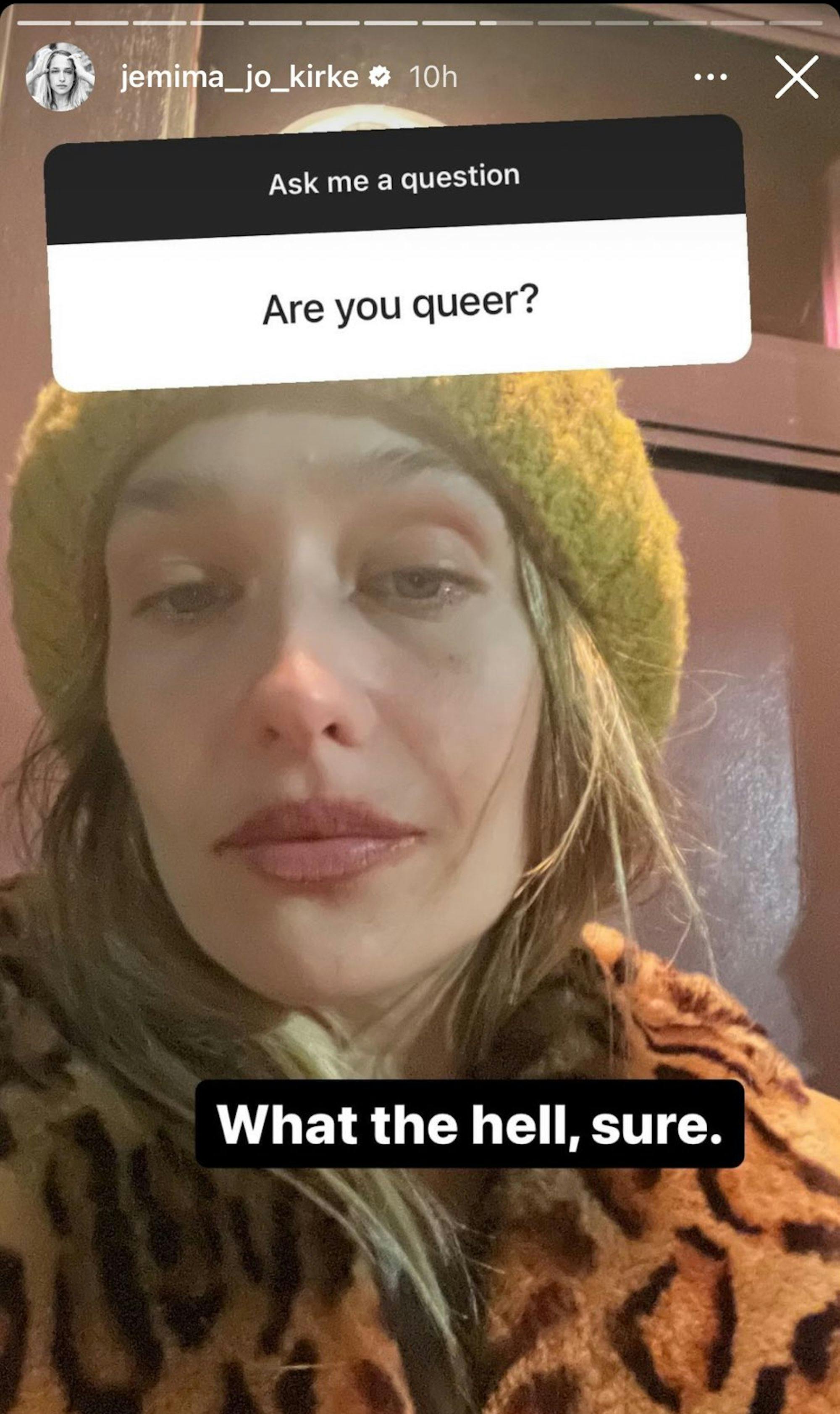 Jemima Kirke Q&A question about being queer