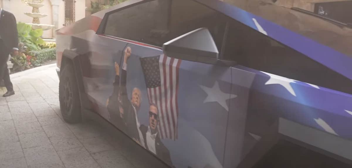 Trump Gets Assassination Themed CyberTruck From Adin Ross
