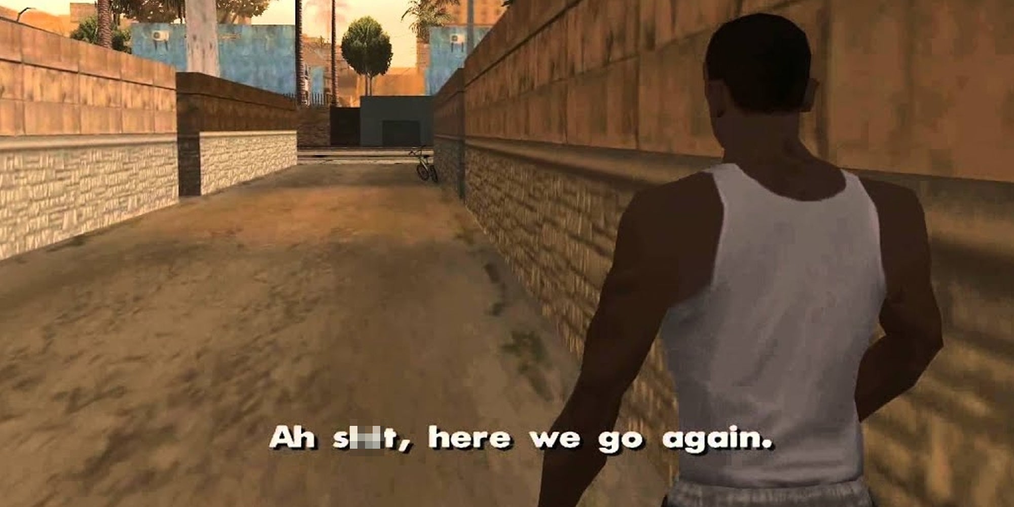 Ah shit, here we go again meme with man walking down alley