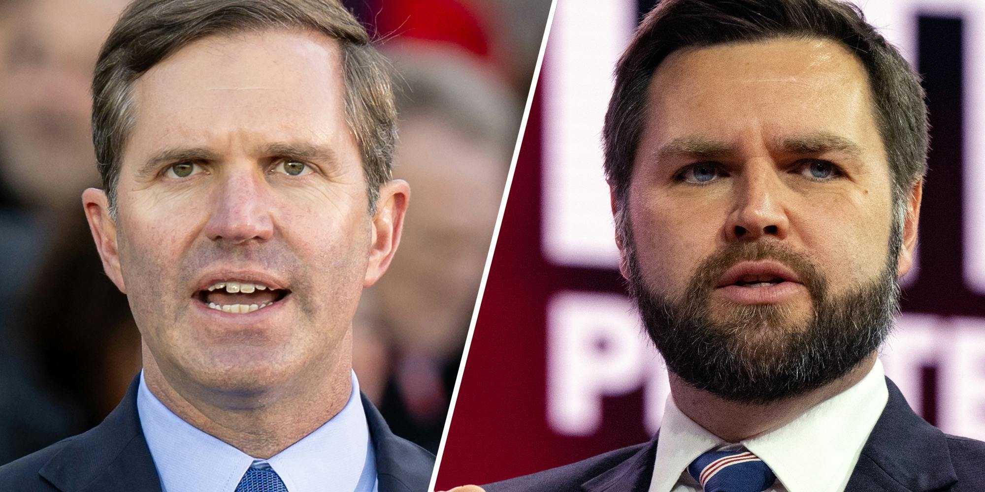 Andy Beshear(l), JD Vance(r)