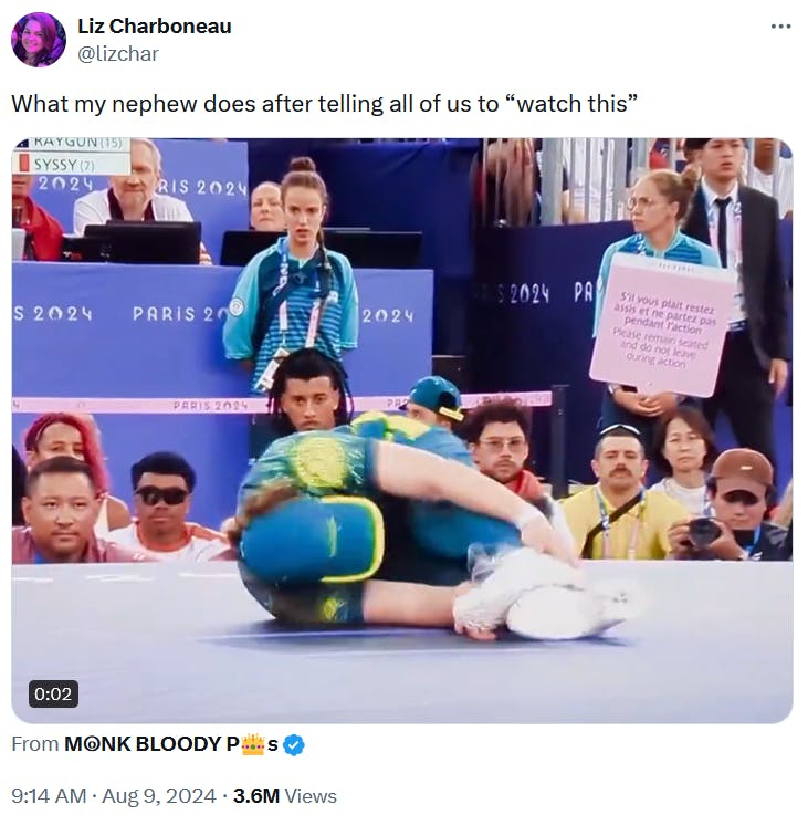 Australian breakdancer meme about little kids asking you to 'watch this.'