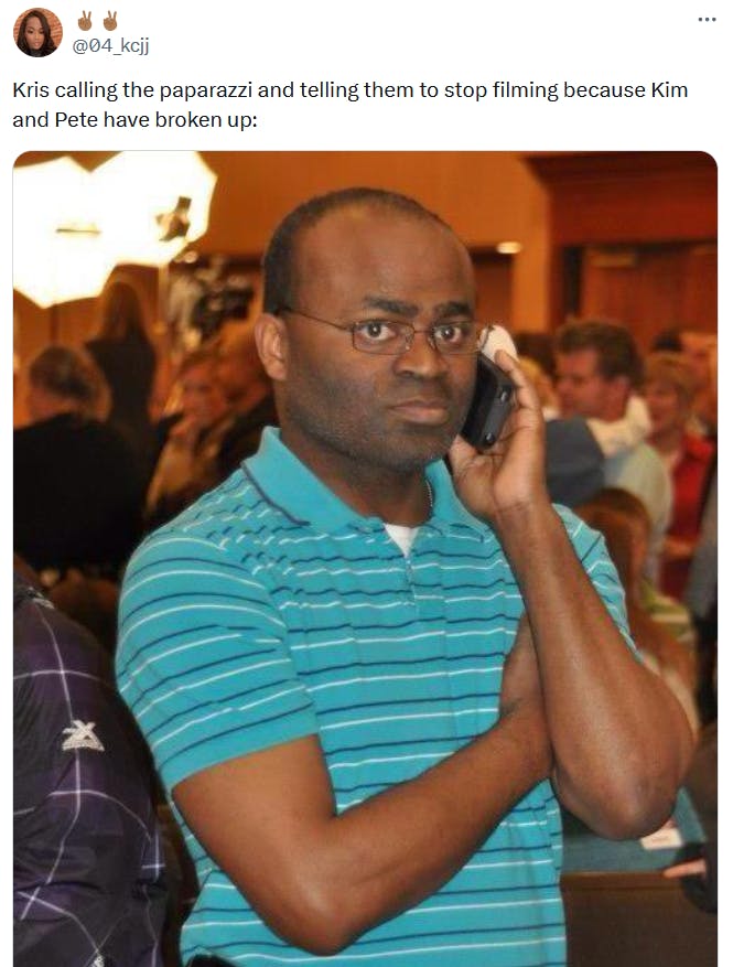 Black guy on phone meme about calling off the paparazzi.