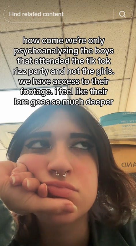 woman asks about girls at tiktok rizz party