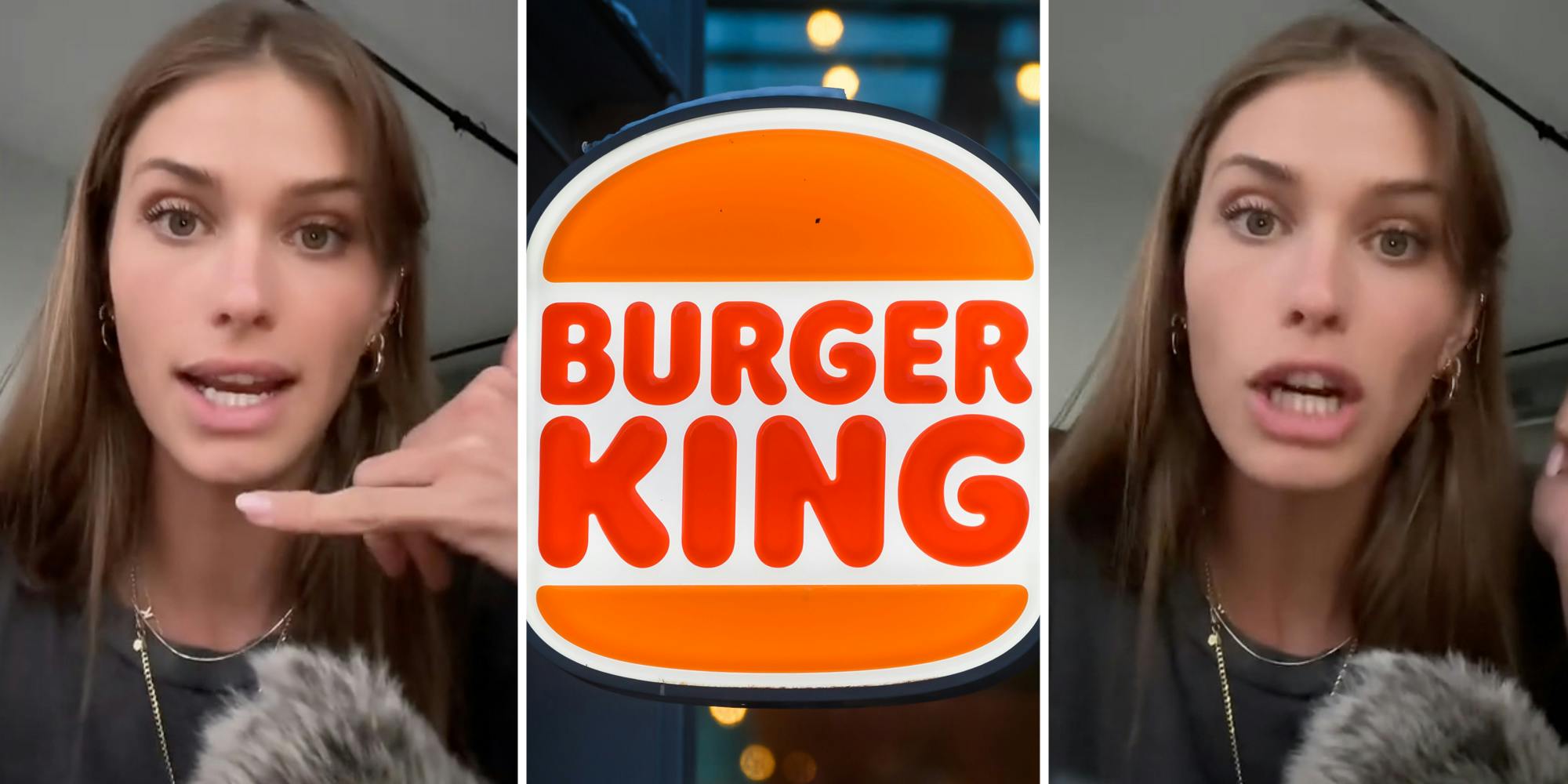 Woman talking(l+r), Burger King sign(c)