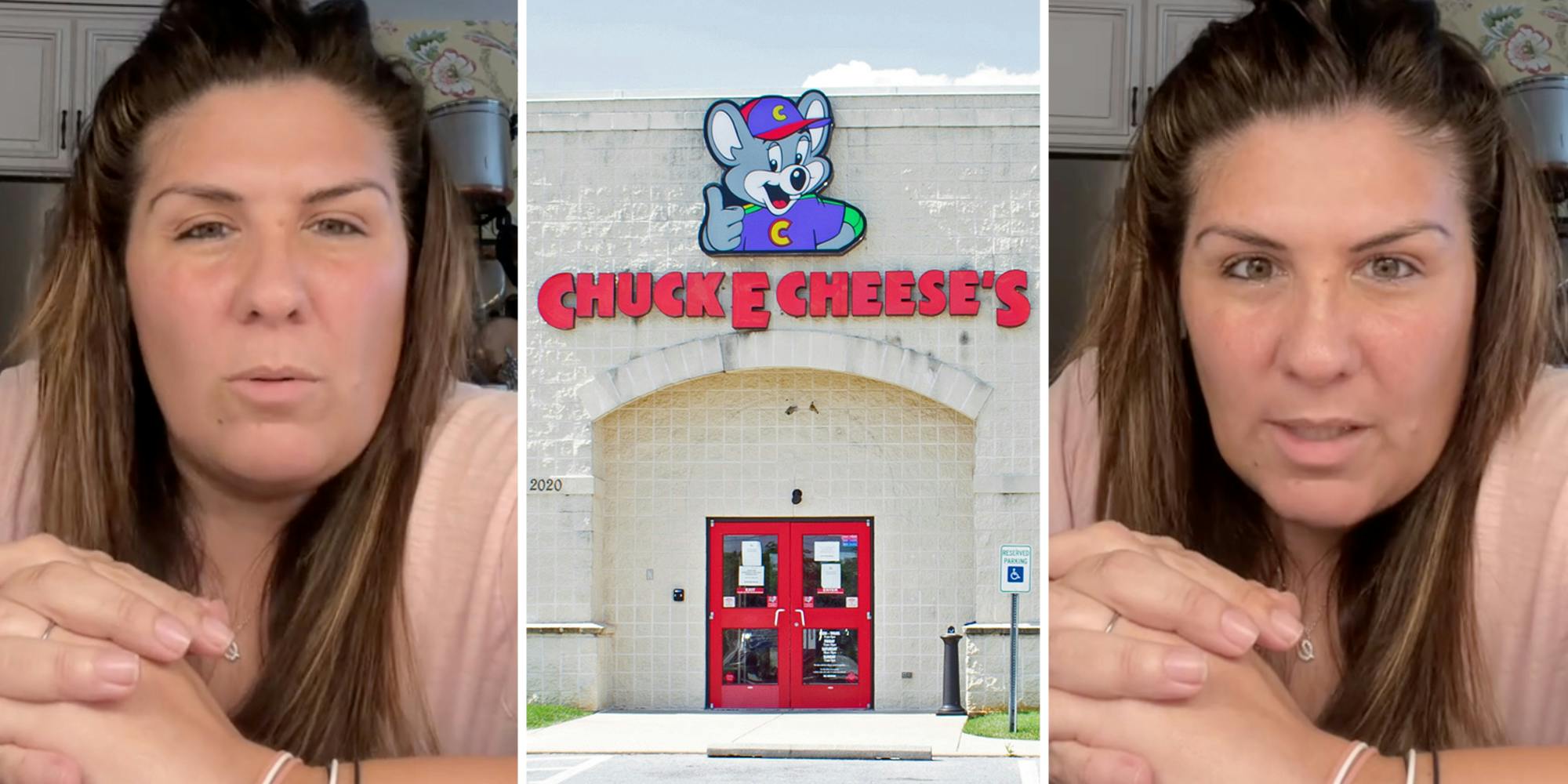 Woman talking(l+r), Chuck E Cheese's (c)