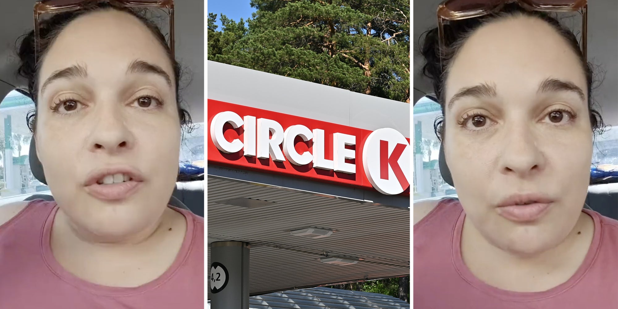 Woman talking(l+r), Circle K(c)
