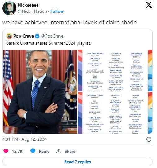 obama summer playlist clairo shade