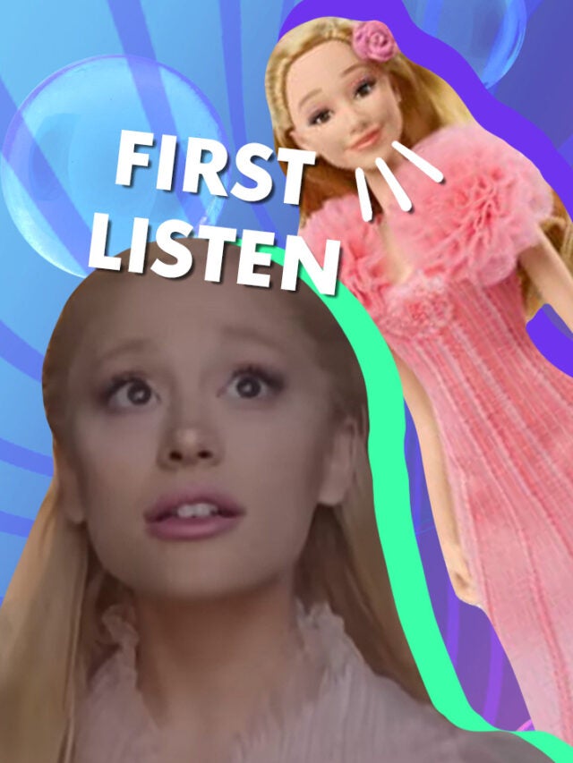 ariana grande over blue and green