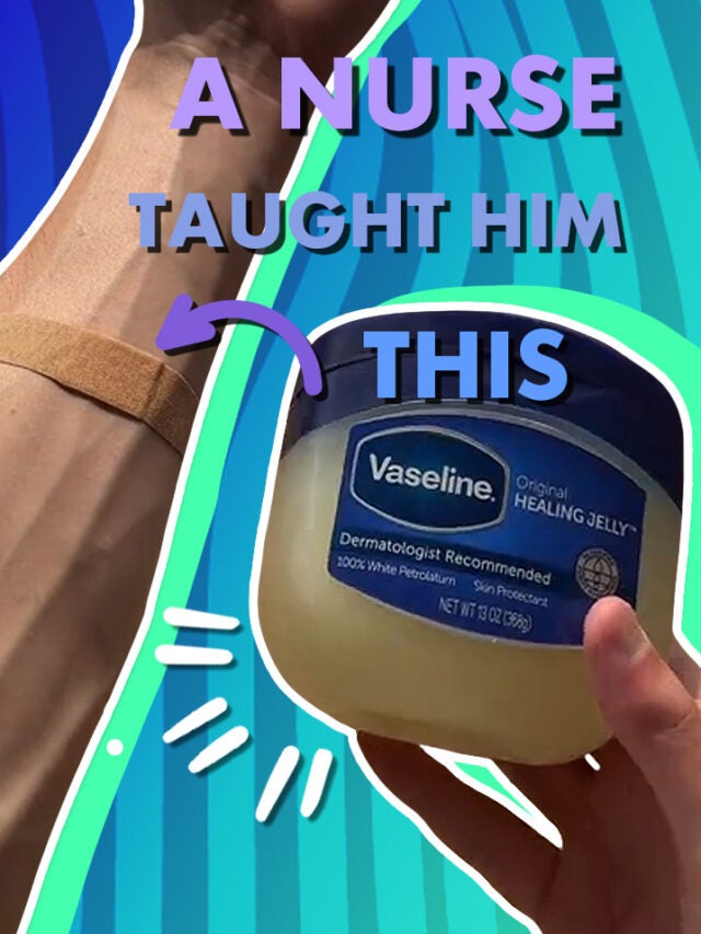 man holding vaseline over blue and green