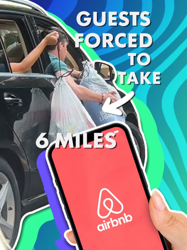 people with trash over blue and green