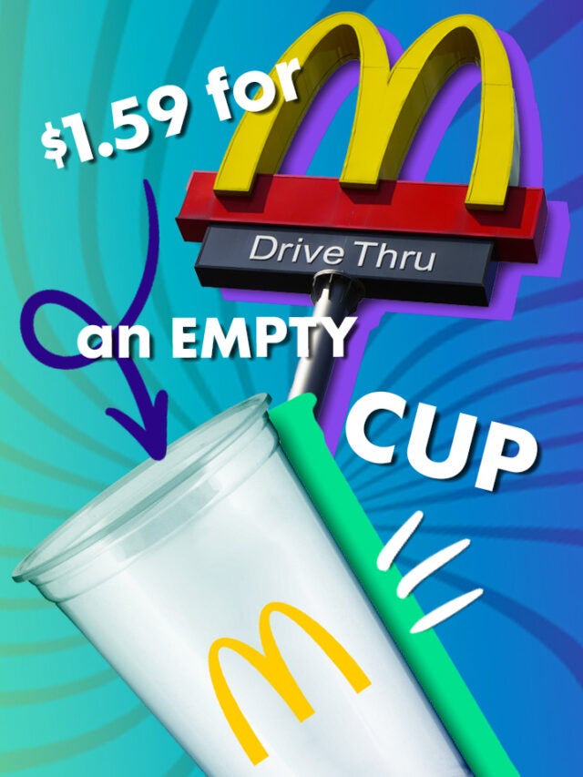 McDonald's cup over green and blue
