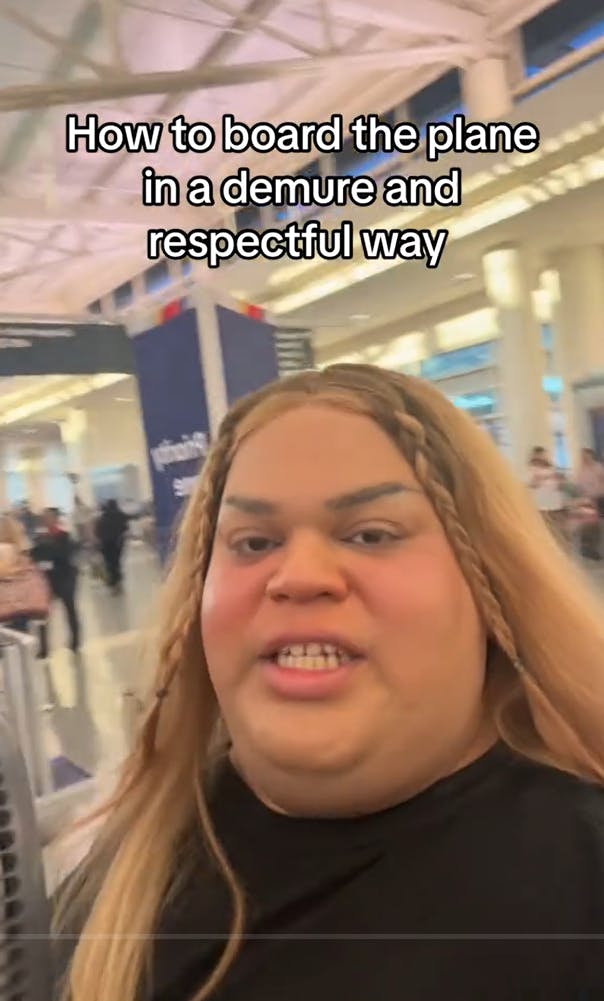 Demure TikTok meme about boarding a plane.