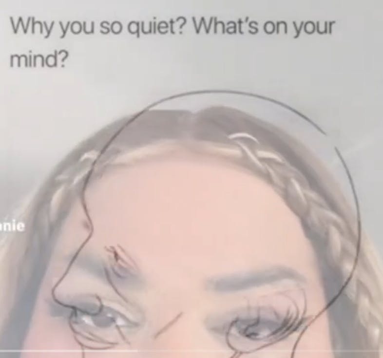 Demure TikTok meme in the 'what's on your mind' format.